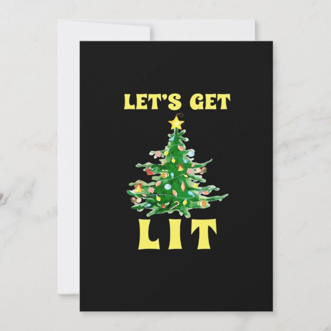 Let's Get Lit Funny Christmas Drinking Classic Holiday Card (Front)