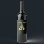 Let's Get Lit Funny Christmas Drinking Classic Wine Label<br><div class="desc">Let's Get Lit Funny Christmas Drinking Classic: A humourous classic pun design for holiday drinkers. Perfect for parties. Fun,  witty,  and festive.</div>