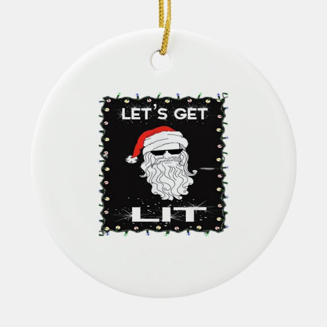Let's Get Lit Funny Christmas Drinking Essential Ceramic Tree Decoration (Front)