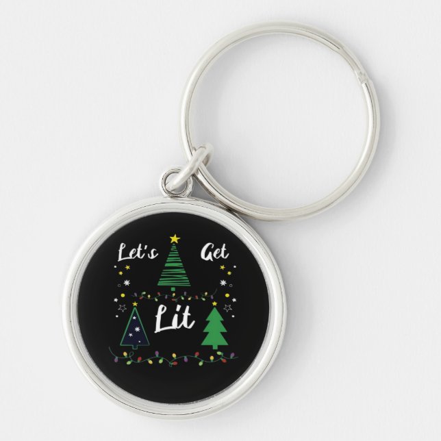 Let's Get Lit Funny Christmas Drinking Essential Key Ring (Front)