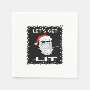 Let's Get Lit Funny Christmas Drinking Essential Napkin