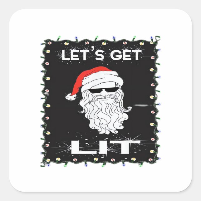 Let's Get Lit Funny Christmas Drinking Essential Square Sticker (Front)