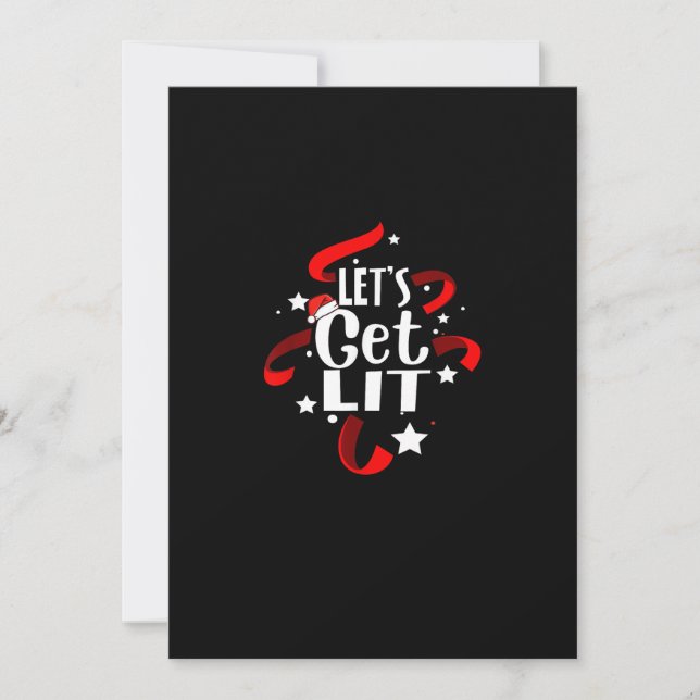 Let's Get Lit Funny Christmas Drinking  Holiday Card (Front)