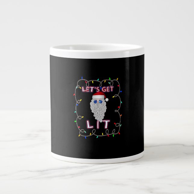 Let's Get Lit Funny Christmas Drinking Large Coffee Mug (Front)