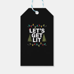 Let's Get Lit Funny Christmas Drinking Lights Gift Tags