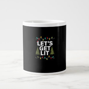 Let's Get Lit Funny Christmas Drinking Lights Large Coffee Mug