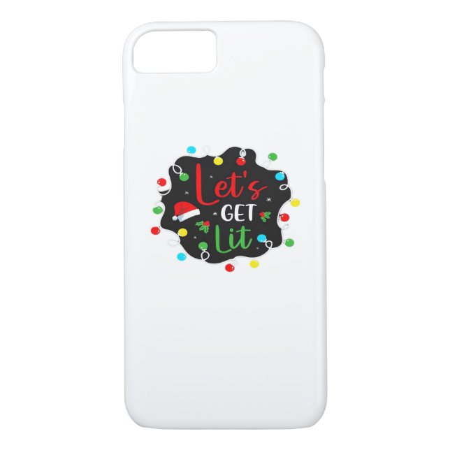 Let's Get Lit Funny Christmas Drinking Lights Sant Case-Mate iPhone Case (Back)