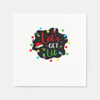 Let's Get Lit Funny Christmas Drinking Lights Sant Napkin