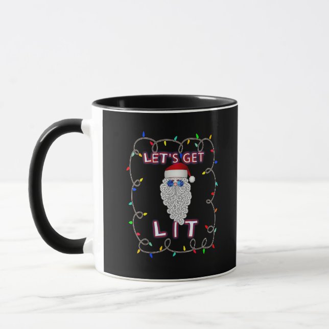 Let's Get Lit Funny Christmas Drinking Mug (Left)