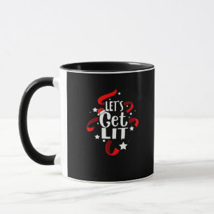 Let's Get Lit Funny Christmas Drinking Mug