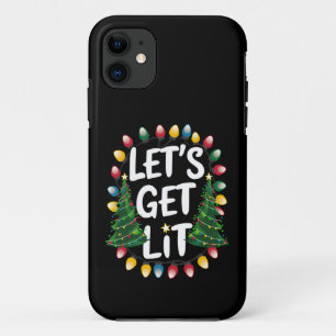 Let's Get Lit Funny Christmas Drinking Xmas Lights Case-Mate iPhone Case