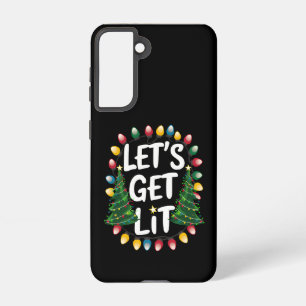 Let's Get Lit Funny Christmas Drinking Xmas Lights Samsung Galaxy Case