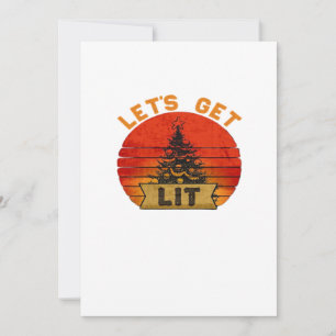 Let's Get Lit Funny Christmas Humour Quote Vintage Holiday Card