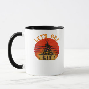 Let's Get Lit Funny Christmas Humour Quote Vintage Mug