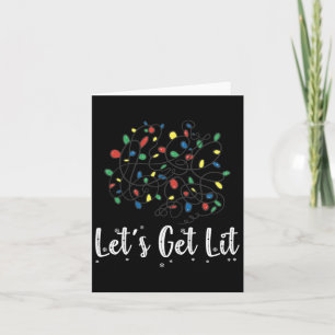 Let's Get Lit Funny Christmas Lights Pyjamas For F Card
