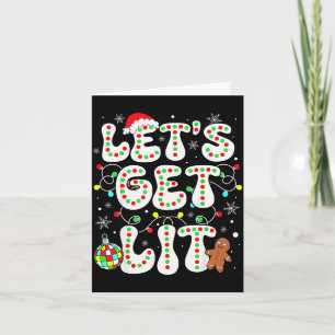 Let's Get Lit Funny Christmas Lights Xmas Pajamas Card