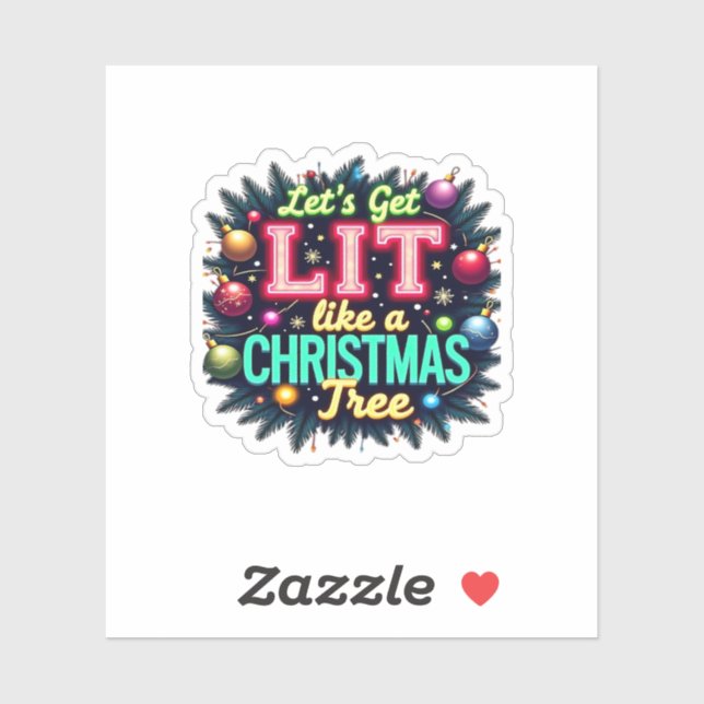 Let's Get Lit -  Funny Christmas Pun Graphic Holid (Sheet)