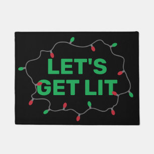 Lets Get Lit Funny Christmas Quote Doormat