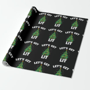 Let's Get Lit Funny Christmas Tree Lights For Fami Wrapping Paper