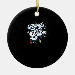 Let's Get Lit! Funny Drinking Christmas Light Grap Ceramic Tree Decoration