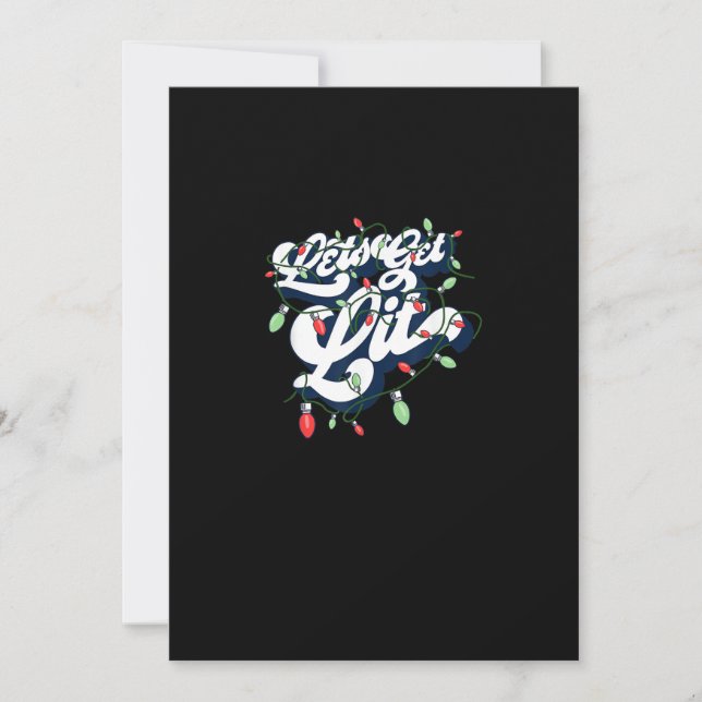 Let's Get Lit! Funny Drinking Christmas Light Grap Holiday Card (Front)