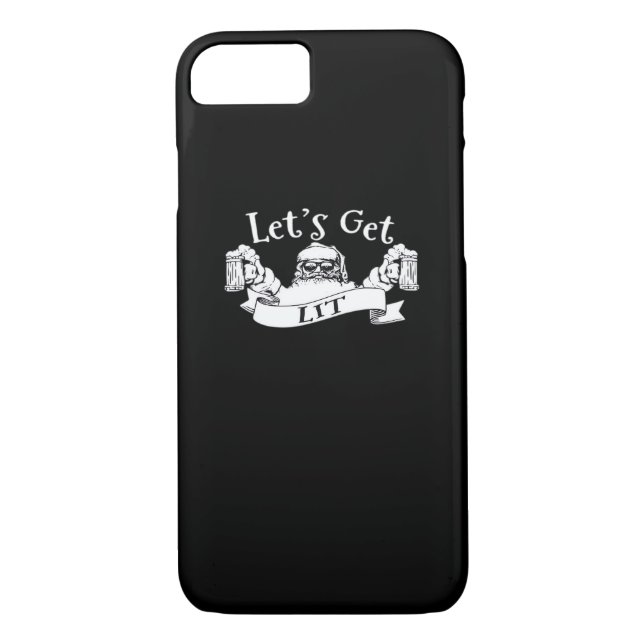 Let's Get Lit Funny Santa Beer Drinking Christmas  Case-Mate iPhone Case (Back)