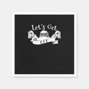 Let's Get Lit Funny Santa Beer Drinking Christmas Napkin
