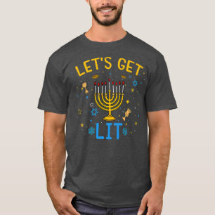 Lets Get Lit Funny Ugly Hanukkah Awesome T-Shirt