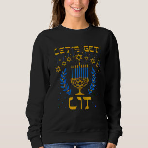 Let's Get Lit Hanukkah Jew Menorah Jewish Chanukka Sweatshirt