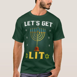 Let's Get Lit Hanukkah Jewish Menorah Chanukkah T- T-Shirt