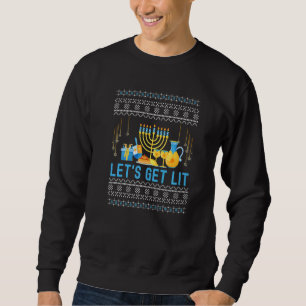 Let's Get Lit  Hanukkah Pajama  For Boys & Girls Sweatshirt