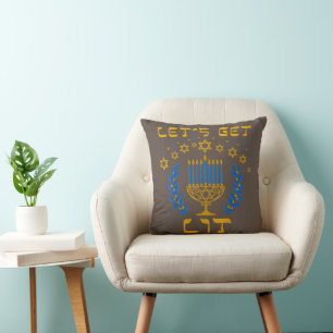 Let's Get Lit Hanukkah Shirt Jew Menorah Jewish Cushion