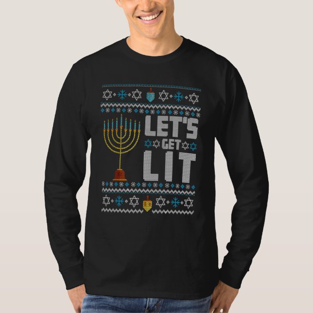 Lets Get Lit Hanukkah T-Shirt (Front)