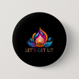 Let's Get Lit Happy Diwali Festival Of Light 6 Cm Round Badge