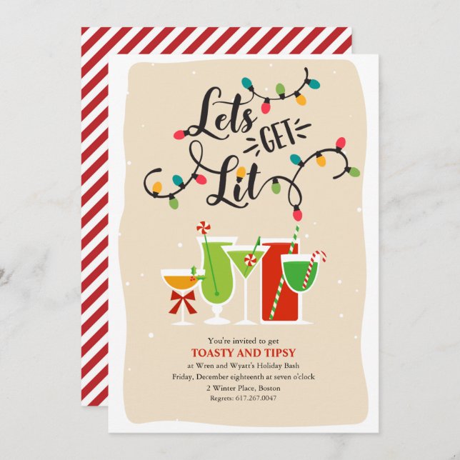 Let's Get Lit Holiday Invitation (Front/Back)