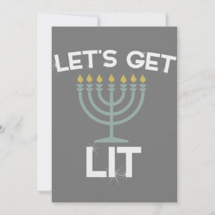 Let's Get Lit Menorah Chanukah Invitation