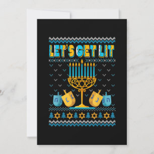 Lets Get Lit Menorah Hanukkah Funny Christmas Ugly Save The Date