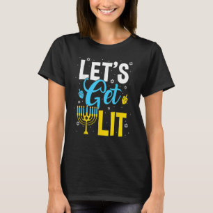 Let's Get Lit Menorah Hanukkah Jewish T-Shirt