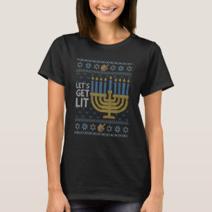Lets Get Lit Menorah Hanukkah Ugly Sweater