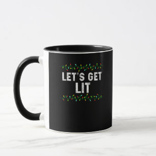 Let's Get Lit Pajamas Funny Cute Lights Christmas  Mug