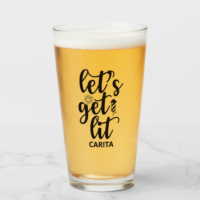 Let's Get Lit Personalised Glass Cup (Front Filled)