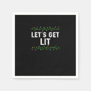 Let's Get Lit Pyjamas Funny Cute Lights Christmas  Napkin