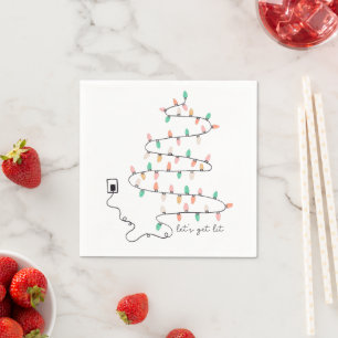 Lets Get Lit Quote Christmas Napkin