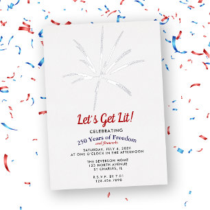 Let's Get Lit Silver Fireworks 250 Years July 4th