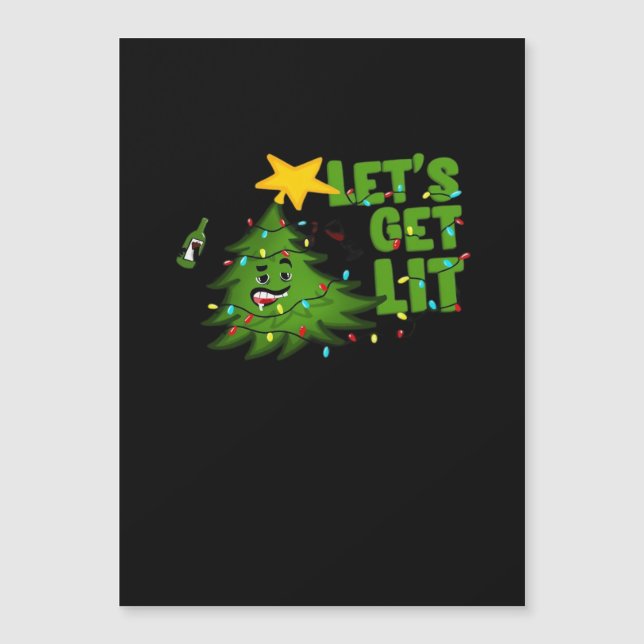 Let's Get Lit Tipsy Christmas Tree Funny Essential (Front)