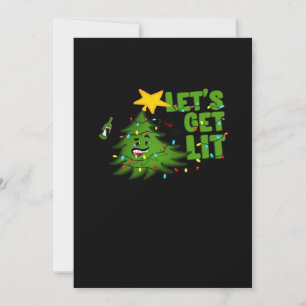 Let's Get Lit Tipsy Christmas Tree Funny Essential Holiday Card