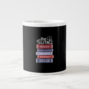 Let's Get Lit - Vintage Horror Book Lover Bookworm Large Coffee Mug