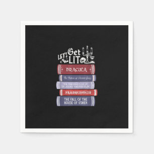 Let's Get Lit - Vintage Horror Book Lover Bookworm Napkin