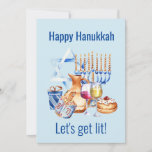 Let's Get Lit Wine Lover Hanukkah  Holiday Card<br><div class="desc">This design may be personalised by choosing the Edit Design option. You may also transfer onto other items. Contact me at colorflowcreations@gmail.com or use the chat option at the top of the page if you wish to have this design on another product or need assistance with this design. See more...</div>