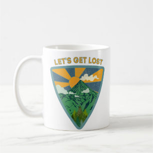 Let's get lost vintage hiking coffee mug